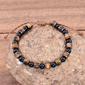 Triple Protection Bracelet – Tiger Eye, Obsidian & Hematite