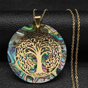 Tree of Life Abalone Shell Necklaces