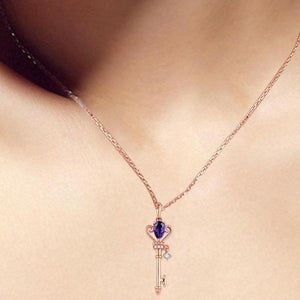 Amethyst Crown Key Necklace -Necklaces My Zen Temple