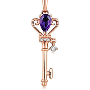 Amethyst Crown Key Necklace -Necklaces My Zen Temple