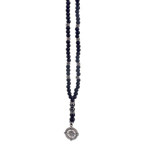 Compass Black Matte Beads Necklace -Necklaces My Zen Temple