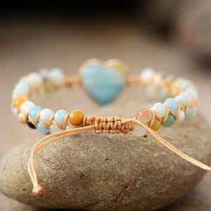 Heart Shape Amazonite or Onyx Charm Bracelets -Malas and Bracelets My Zen Temple