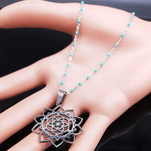 Mandala Flower of Life Stainless Steel Necklace -Necklaces My Zen Temple