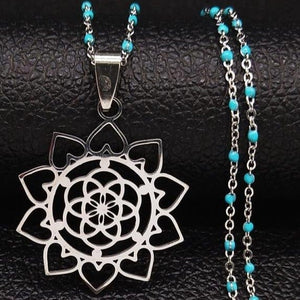 Mandala Flower of Life Stainless Steel Necklace -Necklaces My Zen Temple