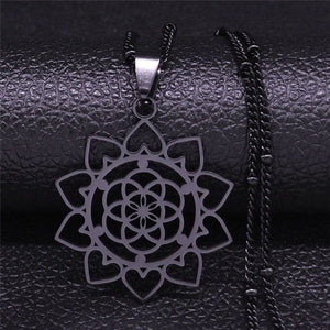 Mandala Flower of Life Stainless Steel Necklace -Necklaces My Zen Temple