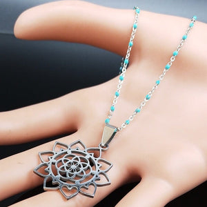 Mandala Flower of Life Stainless Steel Necklace -Necklaces My Zen Temple