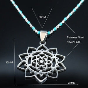 Mandala Flower of Life Stainless Steel Necklace -Necklaces My Zen Temple