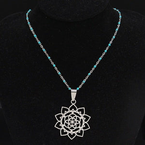 Mandala Flower of Life Stainless Steel Necklace -Necklaces My Zen Temple