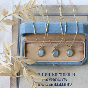 Natural Aquamarine Necklace Titanium Steel Chain -Necklaces My Zen Temple