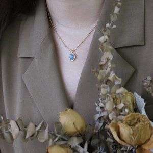 Natural Aquamarine Necklace Titanium Steel Chain -Necklaces My Zen Temple