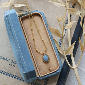 Natural Aquamarine Necklace Titanium Steel Chain -Necklaces My Zen Temple