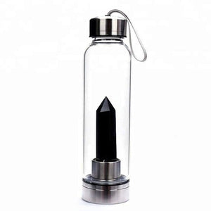 Natural Quartz Gemstone Glass Water Bottle -Crystal Water Bottle My Zen Temple