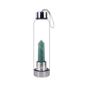 Natural Quartz Gemstone Glass Water Bottle -Crystal Water Bottle My Zen Temple