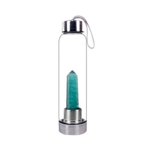 Natural Quartz Gemstone Glass Water Bottle -Crystal Water Bottle My Zen Temple