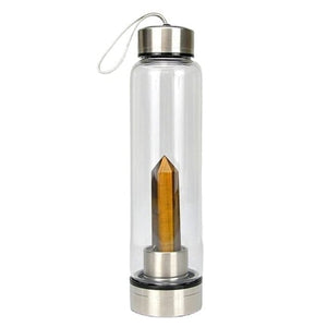 Natural Quartz Gemstone Glass Water Bottle -Crystal Water Bottle My Zen Temple