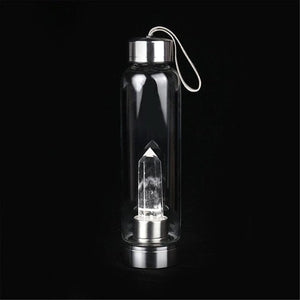 Natural Quartz Gemstone Glass Water Bottle -Crystal Water Bottle My Zen Temple
