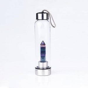 Natural Quartz Gemstone Glass Water Bottle -Crystal Water Bottle My Zen Temple