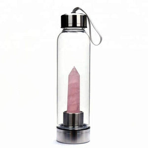 Natural Quartz Gemstone Glass Water Bottle -Crystal Water Bottle My Zen Temple