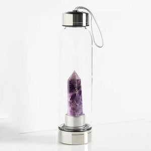 Natural Quartz Gemstone Glass Water Bottle -Crystal Water Bottle My Zen Temple