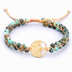 Natural Stone Yoga Wrap Tree of Life Charm Bracelets -Malas and Bracelets My Zen Temple