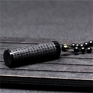 Obsidian Engraved Sutra Necklace -Necklaces My Zen Temple
