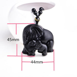 Obsidian "Motherly Elephant" Necklace -Necklaces My Zen Temple