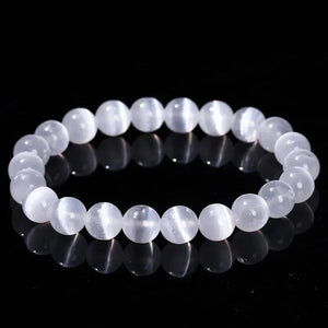 White Selenite Bead Bracelet
