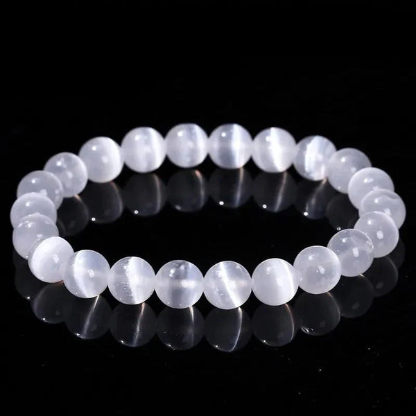 White Selenite Bead Bracelet