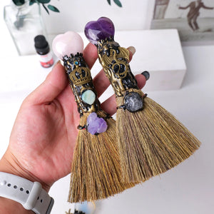 Crystal Besom Witch Broom - Cleansing