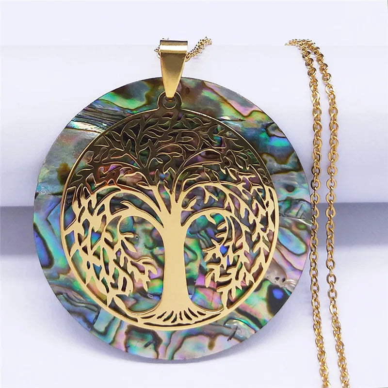 Tree of Life Abalone Shell Necklaces