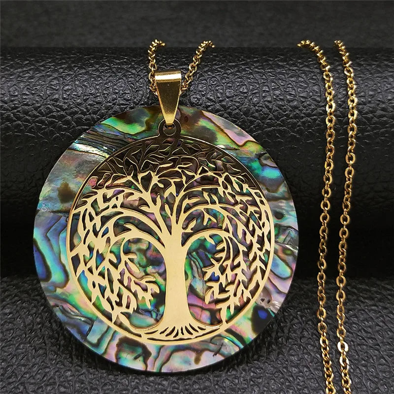 Tree of Life Abalone Shell Necklaces