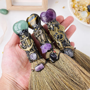Crystal Besom Witch Broom - Cleansing