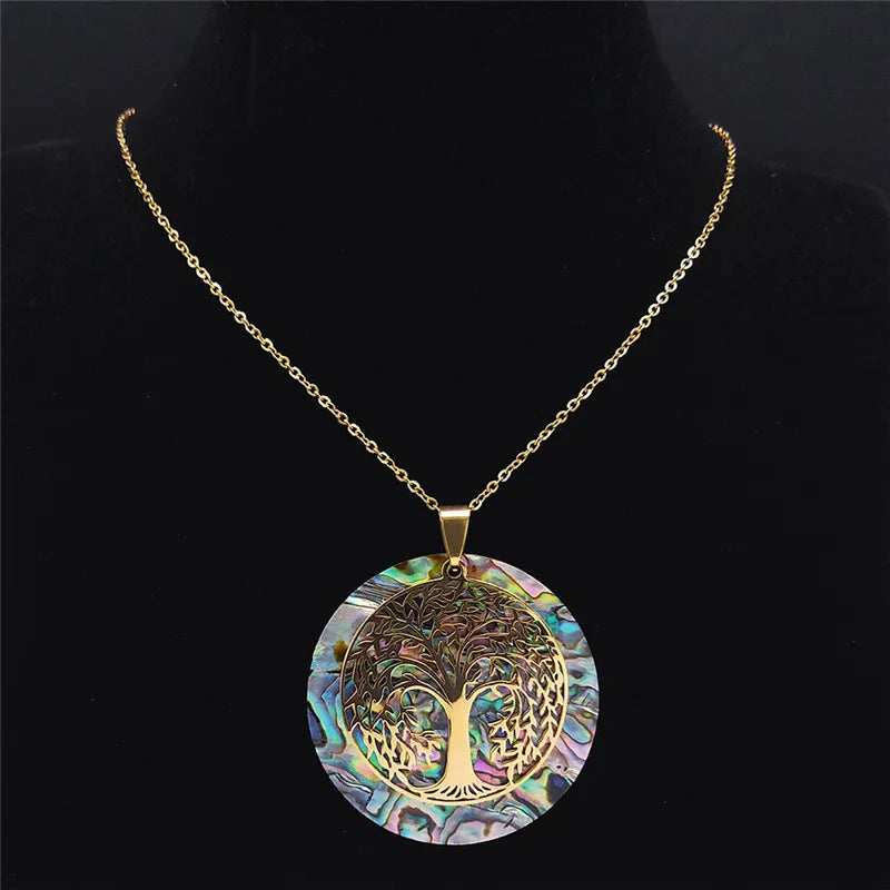 Tree of Life Abalone Shell Necklaces