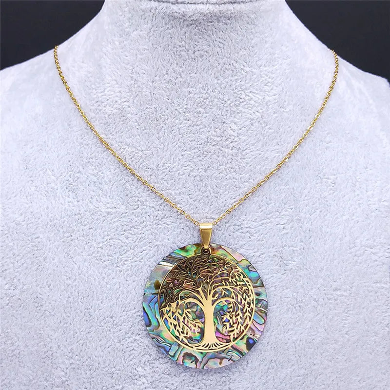 Tree of Life Abalone Shell Necklaces