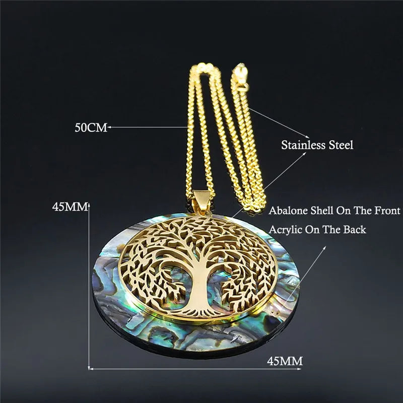 Tree of Life Abalone Shell Necklaces