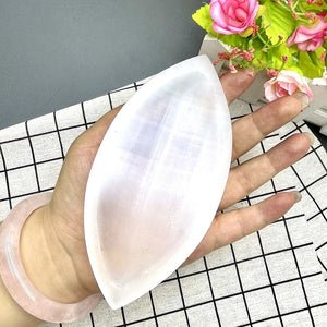 Natural Selenite Leaf-Shaped Crystal Charging Dish - Energy Cleansing