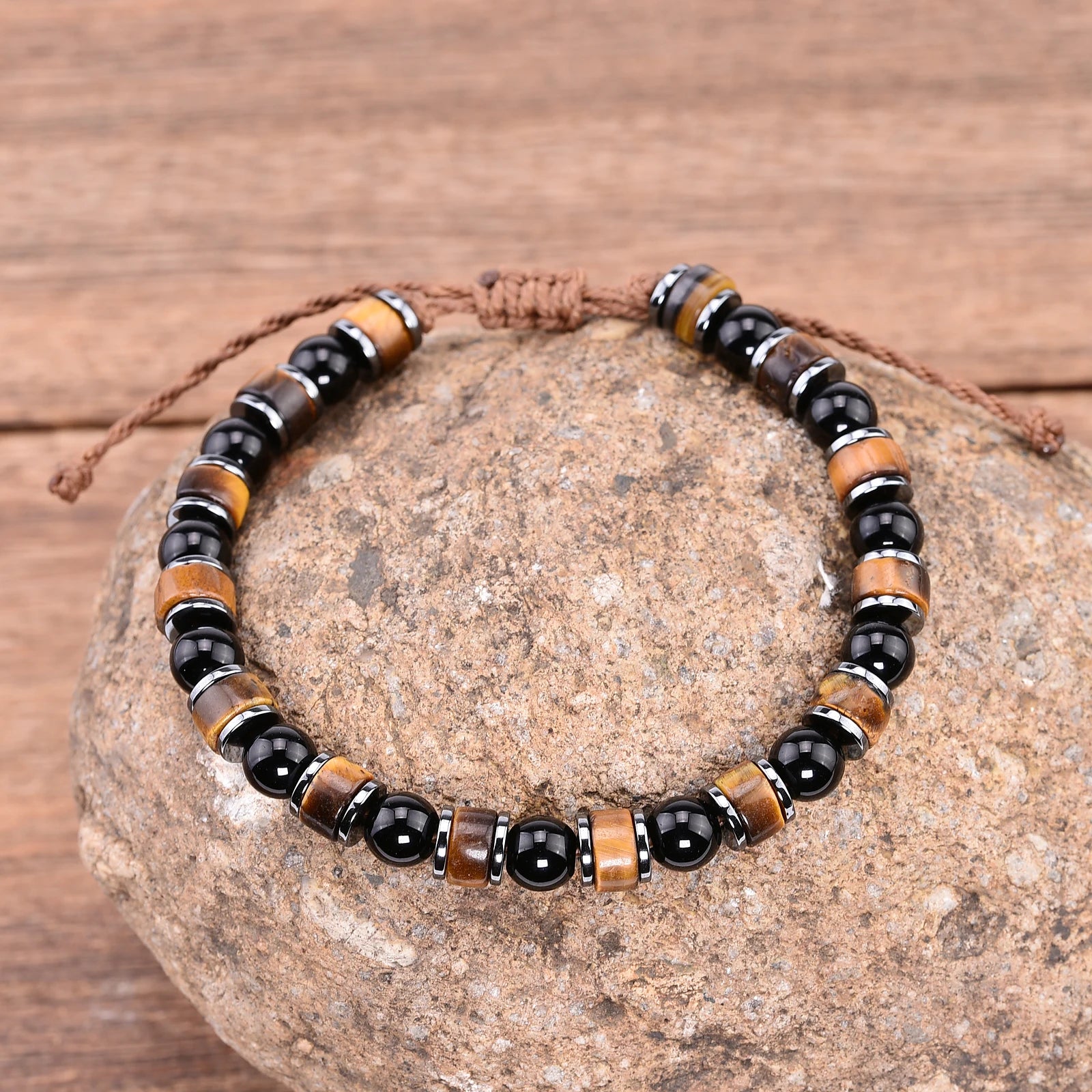 Triple Protection Bracelet – Tiger Eye, Obsidian & Hematite