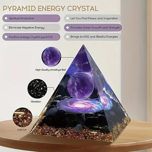 Amethyst Crystal Ball Orgonite Pyramid - Intuition - My Zen Temple