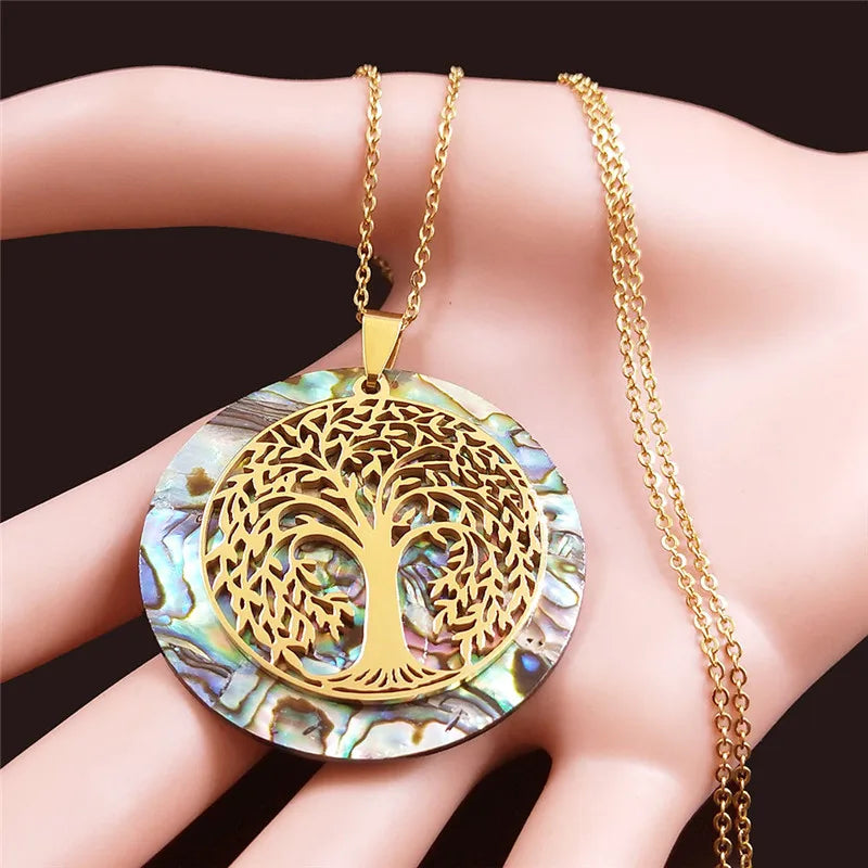Tree of Life Abalone Shell Necklaces