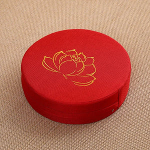 Embroidered Lotus Linen Meditation Cushion - Inner Peace - My Zen Temple