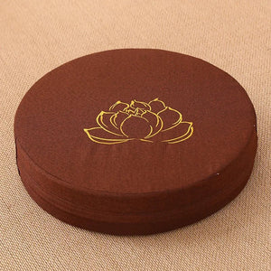 Embroidered Lotus Linen Meditation Cushion - Inner Peace - My Zen Temple