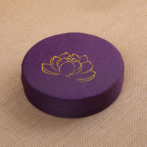 Embroidered Lotus Linen Meditation Cushion - Inner Peace - My Zen Temple
