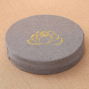 Embroidered Lotus Linen Meditation Cushion - Inner Peace - My Zen Temple