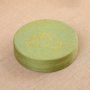 Embroidered Lotus Linen Meditation Cushion - Inner Peace - My Zen Temple