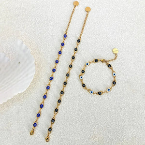 Gold Turkish Evil Eye Chain Bracelet - Protection - My Zen Temple