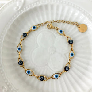 Gold Turkish Evil Eye Chain Bracelet - Protection - My Zen Temple
