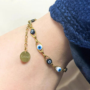 Gold Turkish Evil Eye Chain Bracelet - Protection - My Zen Temple