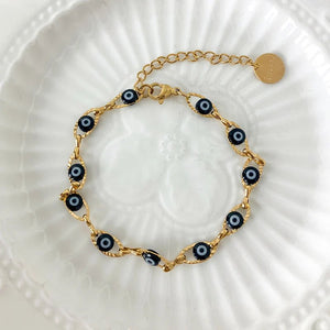 Gold Turkish Evil Eye Chain Bracelet - Protection - My Zen Temple