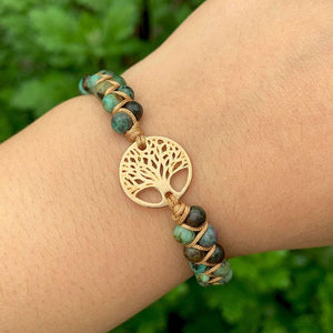 Natural Stone Yoga Wrap Tree of Life Charm Bracelets -Malas and Bracelets My Zen Temple