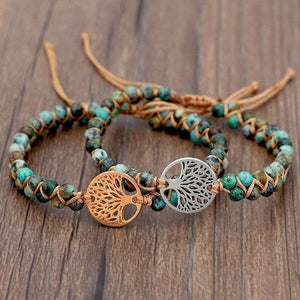 Natural Stone Yoga Wrap Tree of Life Charm Bracelets -Malas and Bracelets My Zen Temple